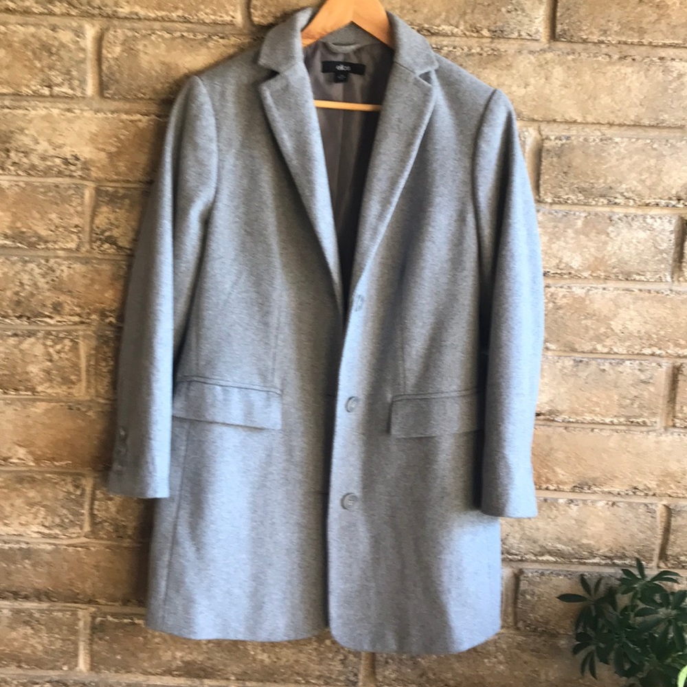 Light grey long wool blazer